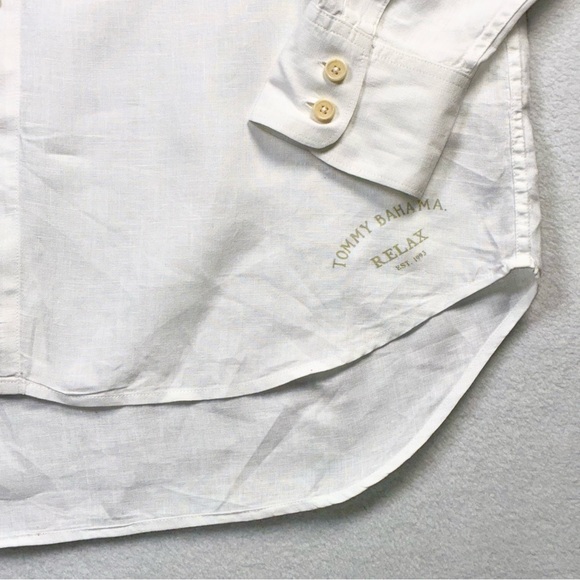 Tommy Bahama Linen Shirt Mens Large White Relax Button Up Long Sleeve Casual - Picture 4 of 8
